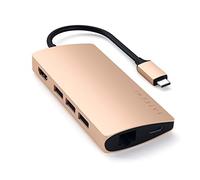 SATECHI 8 en 1 Hub USB C Multipuerto V2 con HDMI 4K@60Hz, Carga PD 115W, Gigabit Ethernet, 3X USB-A 10Gbps y SD/MicroSD para MacBook Air & Pro, PC, Portatil y más - Dorado