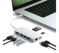 SATECHI 8 en 1 Hub USB C Multipuerto V2 con HDMI 4K@60Hz, Carga PD 115W, Gigabit Ethernet, 3X USB-A 10Gbps y SD/MicroSD para MacBook Air & Pro, PC, Portatil y más - Plata