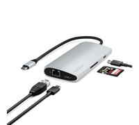 SATECHI 8 en 1 Hub USB C V3 con HDMI 8K@30Hz o 4K@120Hz, Carga PD 100W, Ethernet, 4X Puertos USB-C 10Gbps y Lector de Tarjetas SD UHS-II para MacBook Air & Pro, PC, Portatil y más - Plata