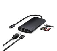 SATECHI 8 en 1 Hub USB C V3 con HDMI 8K@30Hz o 4K@120Hz, Carga PD 100W, Ethernet, 4X Puertos USB-C 10Gbps y Lector de Tarjetas SD UHS-II para MacBook Air & Pro, PC, Portatil y más - Midnight