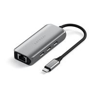 Satechi Adaptador Ethernet USB C 2.5 Gigabit, Adaptador Ethernet a USB C, 4-en-1, Velocidad Aumentada, 3 Puertos USB-C 3.2, Cubierta de Aluminio para Mac, iPad, Windows, Android - Gris Espacial