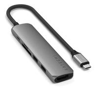 Satechi Adaptador Multiport USB-C Slim 6 en 1 con HDMI 4K, Ethernet Gigabit, Carga PD - Space Grey