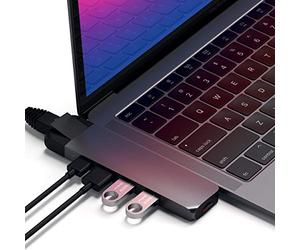 SATECHI Adaptador Pro Hub Tipo-C con Ethernet, 4K HDMI, USB-C PD, USB 3.0, Ranura para Tarjetas Micro SD - para M2/ M1 MacBook Pro/Air (Gris Espacial)