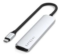 Satechi Adaptador USB-C 6 en 1 Multifuncion Delgado, 4K HDMI, USB-C PD, Gigabit Ethernet, 3x USB-A, Plateado