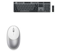 SATECHI Bundle M1 Ratón Inalámbrico Bluetooth, 1200 dpi USB-C Recargable y SM3 Teclado Mecánico 108 Teclas Retroiluminado (QWERTY US Gris Oscuro)