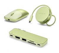 SATECHI Bundle Ratón Inalámbrico Slim EX, Hub USB-C OntheGo 5 en 1 y Hub USB-C Snap 6 en 2 (Cítrico) Bundle