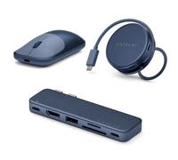 SATECHI Bundle Ratón Inalámbrico Slim EX, Hub USB-C OntheGo 5 en 1 y Hub USB-C Snap 6 en 2 (Índigo) Bundle