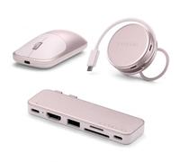 SATECHI Bundle Ratón Inalámbrico Slim EX, Hub USB-C OntheGo 5 en 1 y Hub USB-C Snap 6 en 2 (Rosa Nube) Bundle