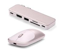 SATECHI Bundle Ratón Inalámbrico Slim EX y Hub USB-C Snap 6 en 2 (Rosa Nube) Bundle