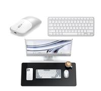 SATECHI Bundle Teclado Inalámbrico Slim EX1 QWERTY US Plata con Alfombrilla de Escritorio XXL Negra 68 × 31,5 cm y Ratón Inalámbrico Slim EX Plata