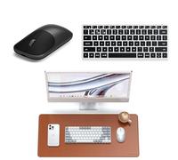 SATECHI Bundle Teclado Inalambrico Slim EX3 Tamaño Completo con Numpad QWERTY US Plata Alfombrilla XXL 68 x 31.5 cm PU y Raton Inalambrico Slim EX Negro Combo Negro