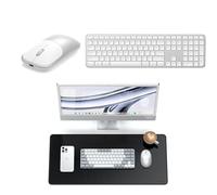SATECHI Bundle Teclado Inalámbrico Slim EX3 Tamaño Completo QWERTY US Plata con Alfombrilla de Escritorio XXL Negra 68 × 32 cm y Ratón Inalámbrico Slim EX Plata