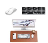 SATECHI Bundle Teclado Inalambrico Slim X2 Bluetooth con Teclado Numerico Retroiluminado QWERTY US (Gris Espacial) Alfombrilla de Escritorio PU 68 x 31.5 cm y Raton Inalambrico Slim EX (Plata)