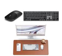SATECHI Bundle Teclado Inalambrico Slim X3 con Numpad Retroiluminado QWERTY US (Gris Espacial) Alfombrilla XXL 68 x 31.5 cm PU Negro y Raton Inalambrico Slim EX Negro