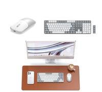 SATECHI Bundle Teclado Mecanico SM3 Full Size Bluetooth QWERTY US con Numpad Retroiluminado (Gris Claro Blanco) Alfombrilla de Escritorio PU 68 x 31.5 cm y Raton Inalambrico Slim EX (Plata)