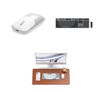 SATECHI Bundle Teclado Mecanico SM3 Full Size Bluetooth QWERTY US con Numpad Retroiluminado (Gris Oscuro Gris) Alfombrilla de Escritorio PU 68 x 31.5 cm y Raton Inalambrico Slim EX (Plata)