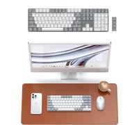 SATECHI Bundle Teclado Mecánico SM3 Inalámbrico Bluetooth con Teclado Numérico QWERTY US Gris Claro/Blanco y Alfombrilla de Escritorio XXL Negra 68 × 31,5 cm