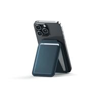 SATECHI Cartera MagSafe, Tarjetero Magnético y Soporte para iPhone, MagSafe Wallet para Móvil con 4 Espacios para Tarjetas, NFC, para Series iPhone 17 16 15 a 12 - Material Premium (PU) Azul Oscuro