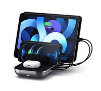 SATECHI Dock5 Estación de Carga Multi 5-en-1 con Carga Inalámbrica Qi 10 W, 2× USB-C PD 20 W, 2× USB-A 12 W para iPhone, iPad, AirPods y Más - Gris Espacial