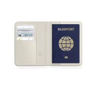 SATECHI Funda Pasaporte para Viaje con Find My con 4 Slots para Tarjetas, Carga Inalámbrica y Protección RFID, Compatible con App iOS Buscar, Material Premium (PU) - Beige