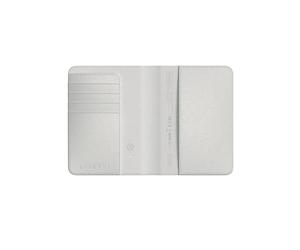 SATECHI Funda Pasaporte para Viaje con Find My con 4 Slots para Tarjetas, Carga Inalámbrica y Protección RFID, Compatible con App iOS Buscar, Material Premium (PU) - Beige