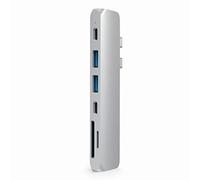 SATECHI Hub Dual USB C Pro 7 en 1, PD 87W, Datos 40Gbps, Plata | Para MacBook Air/Pro/Neo, HDMI 4K@60Hz, 2x USB-A a 5Gbps, lector SD/MicroSD