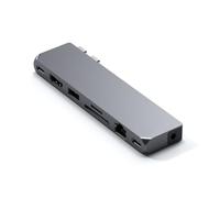 SATECHI Hub Dual USB C Pro MAX 8 en 1, USB4 40Gbps, HDMI, 96W, Gris | Para MacBook Air/Pro/Neo, Ethernet, 4K@60Hz, USB-C/USB-A 5Gbps, lector SD/MicroSD y Jack de Audio