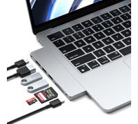 SATECHI Hub Dual USB-C Pro Slim 7 en 1, USB4 40Gbps, 6K@60Hz, PD 100W, 2 Puertos Tipo-A y 1 Puerto Tipo-C a 10Gbps, HDMI, Lectores SD/MicroSD para MacBook Air/Pro/Neo - Plata