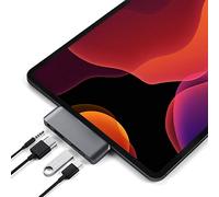 SATECHI Hub Pro Adaptador Móvil USB C con HDMI 4K, Carga USB-C PD, Jack Audio 3.5mm y Puerto USB 3.0, para iPad Pro/Air M1/M2, iPad Mini, Surface Go y Dispositivos Compatibles Tipo-C, Gris Espacial