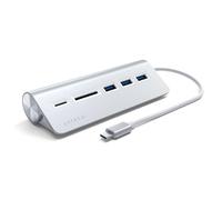 SATECHI Hub USB C 5 en 1 Combo para Escritorio, Plata | 3x Puertos USB-A a 5Gbps, lectores Micro/SD, diseño de escritorio en aluminio, para MacBook Air/Pro/Neo (sin carga PD)