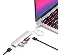 SATECHI Hub USB C 6 en 1 Slim Classic, Adaptador Multipuerto con HDMI 4K, 60W Carga PD, 2 Puertos USB-A, Lectores de Tarjetas SD/microSD, para MacBook, Windows y Dispositivos Tipo C - Plateado