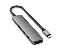 SATECHI Hub USB C 6 en 1 Slim Plus, Adaptador Multipuerto con HDMI 4K@60Hz, 100W Carga PD, 2X USB-A, Lector SD/microSD, para MacBook, Chromebook, ThinkPad, Windows, Surface y más - Gris
