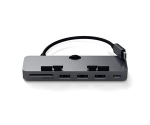 SATECHI Hub USB C con Clip para iMac, Gris Espacial | Diseñado para iMac 2017/2019/2020 y iMac Pro, USB-C de datos, 3x USB-A 3.0, Micro/SD (no compatible con iMac M1 2021)