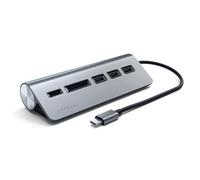SATECHI USB-C Combo Hub para Escritorio - Puertos De Datos USB-A 3.0 y Lectores De Tarjetas Micro/SD - para M2/ M1 MacBook Pro/Air, M2/ M1 iPad Pro/Air, M2 Mac Mini, iMac M1 (Gris Espacial)