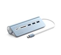 SATECHI USB-C Combo Hub para Escritorio - Puertos De Datos USB-A 3.0 y Lectores De Tarjetas Micro/SD - para M2/ M1 MacBook Pro/Air, M2/ M1 iPad Pro/Air, M2 Mac Mini, iMac M1 (Azul)