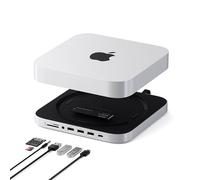 SATECHI Mac Mini Hub, Soporte con Carcasa SSD NVMe/SATA M.2, USB-C 10Gbps, 3 x USB-A 5/10Gbps, Jack de Audio 2.0, Base Dock Mac Mini para Mac Studio, Mac Mini M2/M1 (Incompatible con M4), Plata