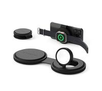 SATECHI OntheGo™ Cargador Inalámbrico 2 en 1 Plegable, Estación de Carga Rápida Qi2 a 15W para iPhone y 5W para Apple Watch, Cargador de Inducción Ideal para Viajes - Negro