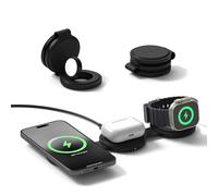 SATECHI OntheGo™ Cargador Inalámbrico 3 en 1 Plegable, Estación de Carga Rápida Qi2 a 15W para iPhone, 5W para Apple Watch y AirPods, Cargador de Inducción Ideal para Viajes - Negro
