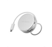 SATECHI OntheGo™ Hub USB-C Magnético 5 en 1 con Cable Enrollable, PD 60W, HDMI 4K, Lector SD, USB-A y Puerto USB-C 5Gbps para MacBook Neo/Air/Pro, Portátil e iPad - Plata