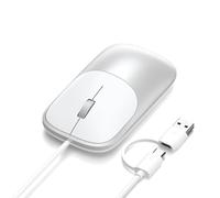 SATECHI Ratón con Cable Slim LX, Clics Silenciosos, Conectividad 2 en 1 USB-C y USB-A, en Aluminio y Rueda Metálica para Mac, Windows, iPad y ChromeOS (Plata)