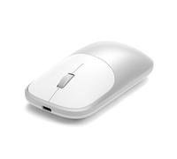 SATECHI Ratón Inalámbrico Slim EX en Aluminio, Multi-Dispositivo Bluetooth y 2,4 GHz, Recargable USB-C, Clic Silencioso, Diseño Compacto y Elegante para Mac, Windows y Android - Plata