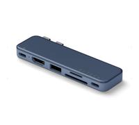 SATECHI Snap Hub USB-C 6 en 2 para MacBook Neo con Doble Conector Integrado, HDMI 4K@60Hz, Carga PD 45W, Lectores SD/microSD, USB-A y Puerto USB-C 5Gbps - Índigo