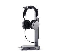 SATECHI Soporte para Auriculares USB en Aluminio con 3 Puertos USB 3.0 & Puerto AUX 3.5mm - Universal - Compatible, Bose, Sony, Beats, JBL, Panasonic, AKG (V2, Gris Espacial)