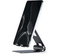 SATECHI Soporte Tablet Plegable en Aluminio R1, Soporte Móvil iPhone Antideslizante, Diseño Elegante para Oficina, Compatibilidad Universal con Móviles y Tablet de hasta 13 Pulgadas - Negro