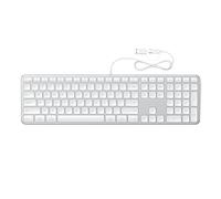 SATECHI Teclado con Cable Slim LX3, QWERTY Americano, Tamaño Completo con Keypad Numérico, USB-C, para Mac, Windows y Android (Plata)