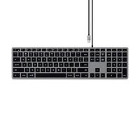 SATECHI Teclado con Cable Slim W3, Distribución QWERTY US Americano con Teclado Numérico, Retroiluminado, USB-C, para MacBook Pro/Air, iPad Pro/Air, Mac Mini, iMac y Más - Gris