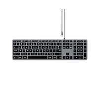 SATECHI Teclado con Cable Slim W3 Retroiluminado, QWERTY US, Teclado Luminoso USB-C con Keypad Numérico para MacBook, Portátil y Más (Gris Espacial, Distribución Americana)