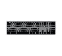 SATECHI Teclado Inalámbrico Slim X3, QWERTY US, Teclado Bluetooth con Keypad Numérico, Retroiluminado y Recargable, para Mac, Windows y Android (Gris, Distribución Americana)