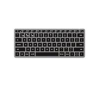 SATECHI Teclado Inalámbrico X1, QWERTY US, Teclado Bluetooth en Aluminio, Multi-Dispositivo, Retroiluminado y Recargable, para Mac, Windows y Android (Gris, Distribución Americana)