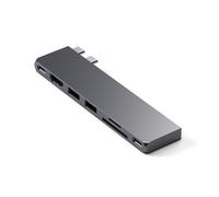 SATECHI Hub Dual USB C Pro Slim 7 en 1, USB4 40Gbps, HDMI, 100W, Gris | Vídeo 6K@60Hz, 2x USB-A y 1x USB-C a 10Gbps, HDMI, lectores SD/MicroSD, para MacBook, portátiles Windows y más